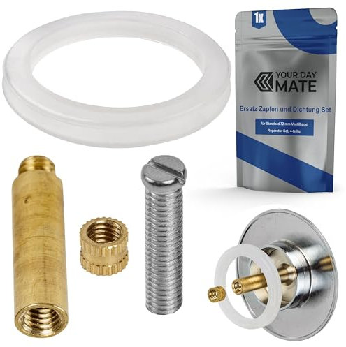 Junta y Espiga de Recambio para tapón de bañera, 4 Piezas, Espiga con Tornillo y Tuerca, Junta de estanqueidad con Junta Doble, para Cono de válvula de bañera