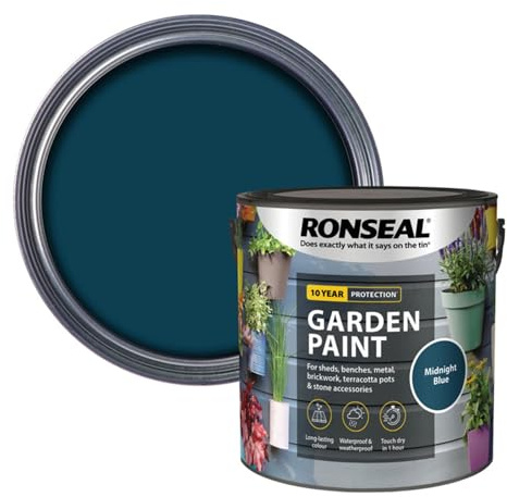 ARUUJ Garden Paint - Multipurpose Colour & Protect 2.5L Tin for Exterior Wood, Sheds, Benches, Metal, Brickwork, Pots - Waterproof Outdoor Fence Furniture (Midnight Blue)