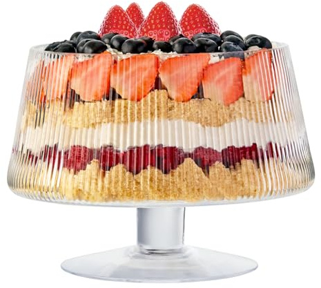 Anton Studio Designs Empire 24 cm Handmade Trifle Bowl Perfect for Layered Desserts, Salads, and Fruit Displays - Clear