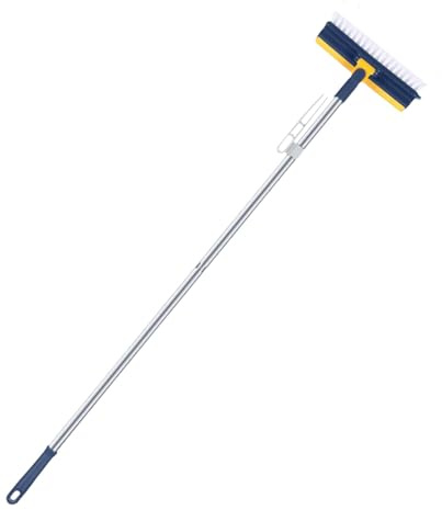 Spazzola per pavimenti con raschietto, spazzola per la pulizia del pavimento e raclette spazzola per pulire la malta - Spazzola a setole rigide rotante a 180 °, spazzola a forma di V per la pulizia