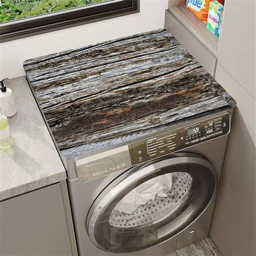 Highdi Housse de Protection pour Machine à Laver Top, Planche Bois Rétro Coussin de Machine à Laver Antidérapant Housse de Machine à Laver pour Machine à Laver Ou Sèche-Linge (Bois Rétro,60x60cm)