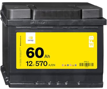 Denagi EFB 12V 60Ah Autobatterie 570A/EN Starterbatterie, Start-Stopp & Standheizung geeignet, absolut wartungsfrei