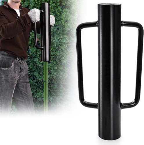 TOPZEA Fence Post Driver, 12LB Heavy Duty T Post Pounder with Ergonomic Handle, 2.7 Inner Dia Steel Posts Hole Diggers Hand Rammer Tool for T Posts, U Channel, Garden& Farm Fencing, Black