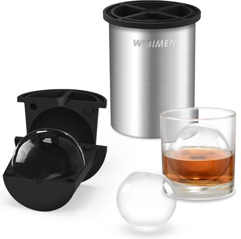 Stampo per cubetti di ghiaccio trasparente, 6,4 cm, sfera di ghiaccio, stampo per palline di ghiaccio in acciaio inossidabile cristallino, stampo per cubetti di ghiaccio in silicone premium privo di