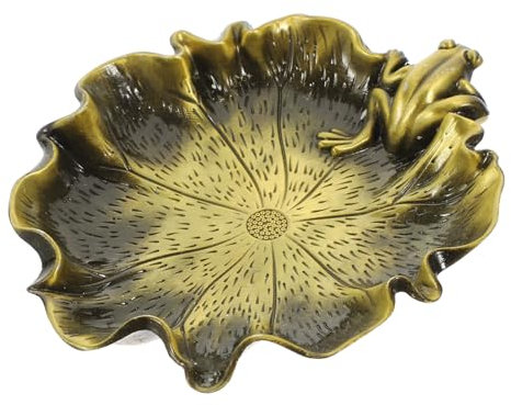 DIYEAH Lotus-Shaped Chinese Inkwell Tray Frog Metal Pen Rest, Antique Bronze Desktop Ink Container for Calligraphy, Ink Dish Suitable for Calligraphy Artists and Desk Decoration