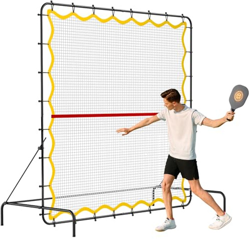 Pickleball Rebounder Net 6.5x6.5ft Portable Tennis Practice Wall Rebound Net Adjustable Tilt, Sport Training Equipment Bounce Back Net, for Court Backyard and Indoor & Outdoor