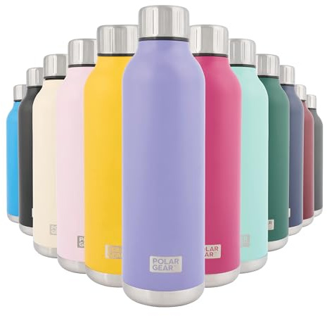 Polar Gear Stainless Steel Water Bottle - 500ml Vacuum Insulated Metal Water Bottle, Double Wall, Leakproof Drinks Bottle - 12H Hot, 24H Cold - Perfect for Work, Travel, Sports, Gym (Heather)