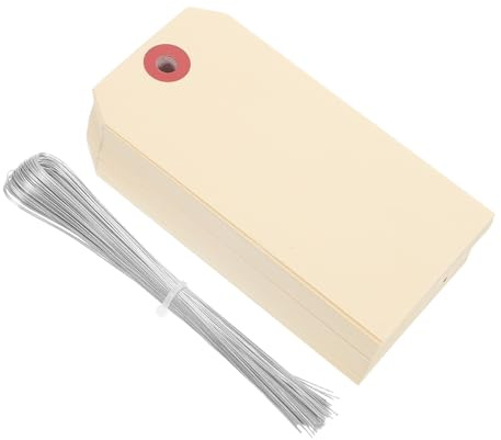 HOMOCONO Étiquette Américaine Étiquettes Vierges en Manille avec Œillet et Fil de Fer Lot de 100 Pièces pour Emballage Robustes et Légères pour Usage Packaging