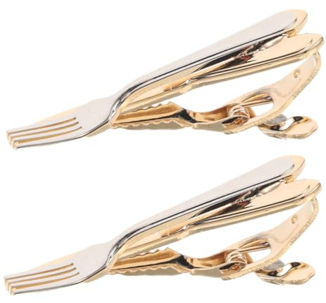 Beaupretty 2pcs Vintage Copper Tie Clips for Men Unique Cutlery Design Accessories for Business and Weddings Stylish and Necktie Clips