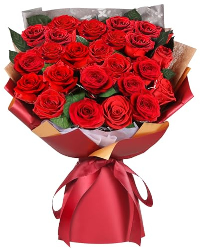 ADDWel 24 Eternal Roses Bouquet, Real Preserved Flowers That Last 3+ Years, Mothers Day for Mum, Grandma, Wife & Girlfriend, Birthday