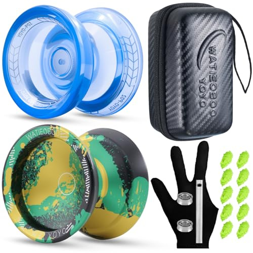 WATIEOBOO 2-Piece Yo-Yo Set - P02 Beginner PC Yo yo + W21 Professional Metal YoYo, Dual-Mode (Responsive and Non-Responsive), Supports top Finger Spins, yo yo Tricks, and yo-yo competitions.