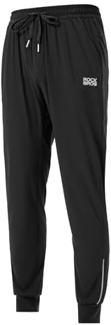 ROCKBROS Fahrradhose Lang Herren Leicht Atmungsaktiv Schnelltrocknend Wasserabweisend Mit Taschen Reflektierende Details Jogginghose Trainingshose Wanderhose MTB Laufen, Schwarz 3XL