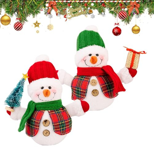 Peluche Pupazzo Di Neve Illuminato - 2 Pezzi Figura Natalizia LED Alimentata A Batteria Illuminata - Pupazzo Di Neve Imbottito Per Casa E Festa | Per Scrivania Divano Scaffale Camera