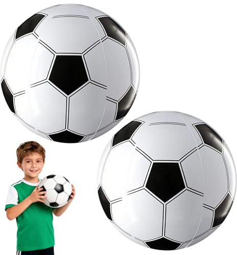Snhauxinfa Wasserball Aufblasbar,2 Stück Fußball Ball Strandball,Wasserbälle für Aufblasbare Inflatable,Klein Pool Beach Strandbälle,Schwimmbad Wiederverwendbar,40 cm Vor Dem Aufblasen