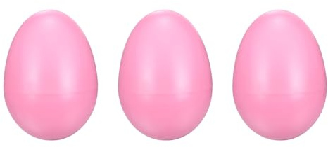 sourcing map 3 Pcs Egg Shakers, Plastic Musical Eggs Maracas Hand Percussion Instruments for DIY Painting Music Learning Easter Party Performance, Pink