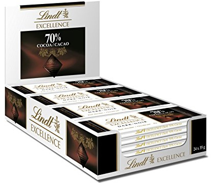 Lindt - Présentoir de 24 Barres EXCELLENCE - Chocolat Noir 70% Cacao, 24x35g