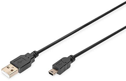 DIGITUS USB 2.0 Anschlusskabel - 1.0 m - USB A (St) zu USB Mini B (5 Pin) (St) - 480 Mbit/s - Version 1 - Schwarz