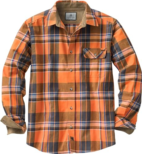 Legendary Whitetails Herren Buck Camp Flanellhemd, Langarm Karo-Knopfleiste Freizeithemd für Herren, mit Cord-Ärmelbündchen, Herbst- und Winterkleidung, Canyon Plaid, Größe XL.