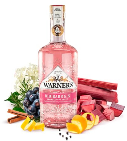 Warner’s Rhubarb Gin 70cl, Premium Fruit Gin, Flavoured Gin, Great for Gin Gifts, Naturally Pink Gin With Real Rhubarb Juice, Ideal For Gin Based Cocktails inc. Gin & Tonic, Tom Collins, or a Martini