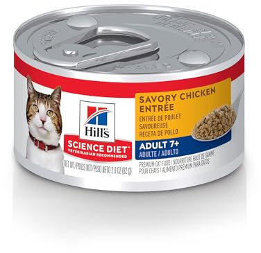 Hill's Science Diet Adult 7+ Wet Cat Food, Chicken Minced, 2.9 oz. Cans, 24-Pack