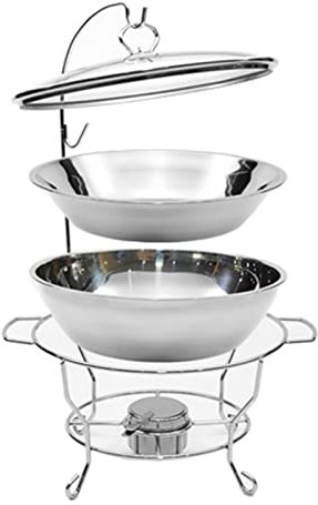 Chafing Food Warmer Round Chafing Dish Buffet Calentador de Alimentos de Acero Inoxidable Chafing Dishes Chafer Holder para Buffet Bodas Fiestas Banquetes Catering Eventos Conveniente y prác