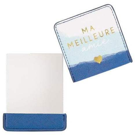 DRAEGER PARIS 1886 - Miroir de Poche Personnalisé Ma Meilleure Amie avec Étui Bleu - Miroir Carré Compact pour Maquillage - Idéal Maison, Sac à Main et Voyages