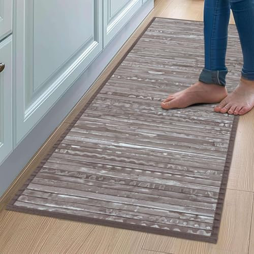 CosìCasa Bambus-Teppich für die Küche, rutschfest, waschbar, mit Kanten – Läufer für die Küche, wasserabweisend, leicht zu reinigen und umweltfreundlich – Bambus-Teppich mit Vintage-Effekt (Taupe, 50