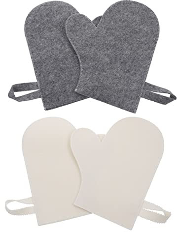 YARNOW 4pcs Water Absorbing Felt Sauna Mittens Exfoliating Sauna Gloves for Hand Protection Supple Bath Gloves for Shower and Sauna Body Scrubbing Sauna Tools