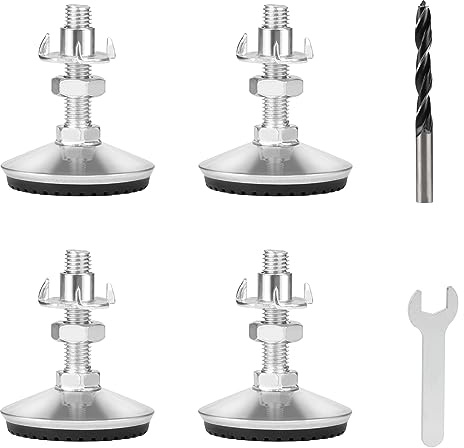 lalago 4 Piedini per Mobili Regolabili, Gambe di Tavolo in Metallo M10× 50 mm, Piedini per Tavolo Regolabili in Altezza, Piedini per Mobili con Vite di Regolazione per Le Gambe dei Mobili