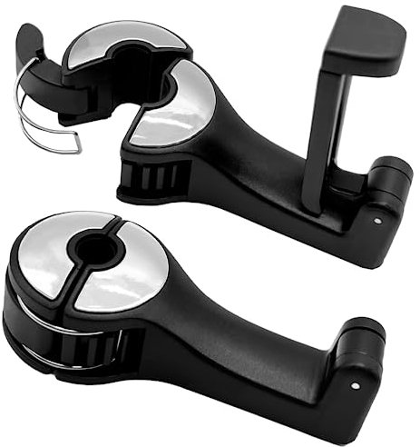 Auto Kopfstützen Haken,2 Stück Autositzhaken Autositz lagerung haken Fahrzeug rücksitz haken mit Handyhalterung,für Tasche, Handy, Lebensmittel (Blau) (Silber)