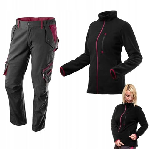 NEO TOOLS pantalon de travail pour femme ou ensemble avec veste de travail en polaire, design tendance, nombreuses poches multifonctions, genoux profilés, tailles S à XXL