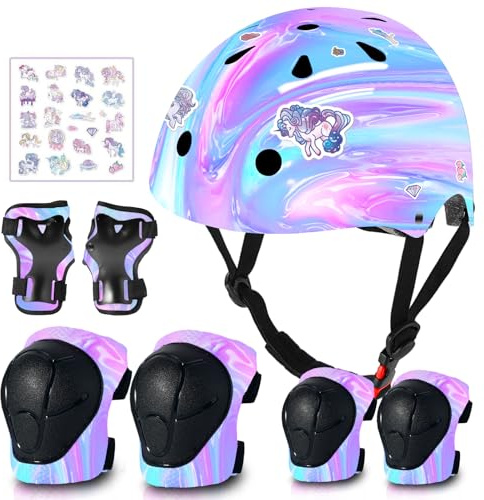 ETEETOW Adjustable Gradient Color Kids/Toddler Bike Helmet for 1-2-3-5-8-14 Years Boys Girls,Skateboard Helmet with Knee and Elbow Pads Wrist Guard Roller Skates,Cycling,Skating Scooter Longboard