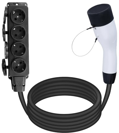 TKSE Cable de Descarga para Coche Eléctrico, Adaptador V2L de 30cm con 4 Enchufe UE Tipo 2, 16A 3,5 KW Enchufe de Cable de Descarga, Vehículo para Carga, Descargador para Descarga EV V2L
