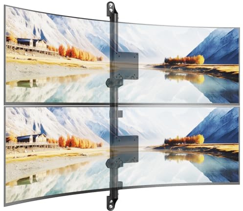 PUTORSEN 17-57'' monitor väggfäste 2 monitorer, monitorfäste 2 monitorer ovanpå varandra, upp till 27 kg per skärm, 108 mm ultrasmal till väggen, VESA 75/100, premium gasfjäder