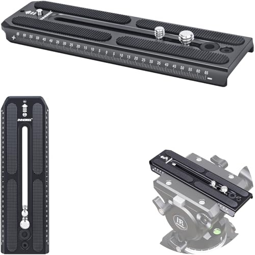 INNOREL QV160 Sliding Quick Release Plate Compatible with Manfrotto 501PL Series Video Fluid Head,Camera Mounting Plate with 1/4 and 3/8 Screws, 50mm Width