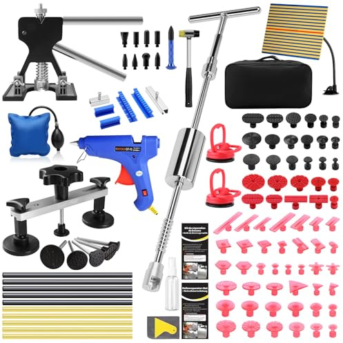 PDR TOOLS Kit di riparazione per ammaccature auto, martello scorrevole in alluminio, piastra riflettente PDR, strumento PDR, strumento PDR per carrozzeria, danni alla grandine e rimozione di urti