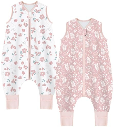 Chilsuessy Baby sovsäck med fötter 2-pack 1 tog barn sommar sovsäck med ben 100 % bomull sovsparkdräkt för pojkar flickor