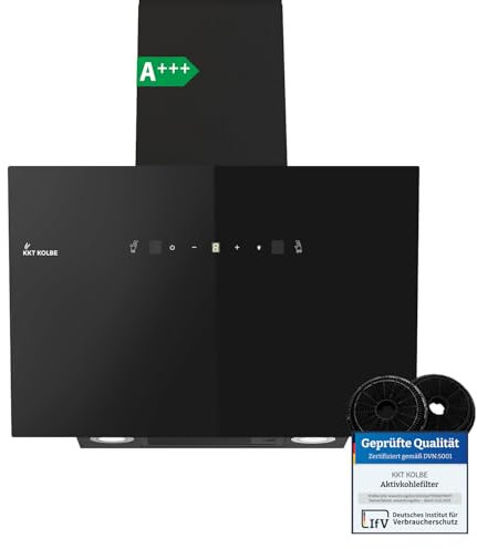 KKT KOLBE Dunstabzugshaube 60cm | Umluft Abluft | 782cbm/h | Wandhauben Kopffrei | Schwarz | Glas | Gestensteuerung | SensorTouch Bedienung | LED-Beleuchtung | TRIO6025S