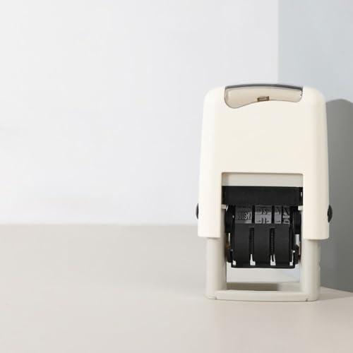 Self-Inking Date Stamp with Adjustable Date Wheel - Day,Months,Year,Stamp for Office, Scrapbooking, DIY Crafts(White English)