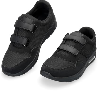JOMIX Zapatillas Hombre con Velcro Deportivas Sin Cordones Cómodas y Ligeras Transpirables con Suela Amortiguada Antideslizante Walking Trabajo MOS260330 Negro 42