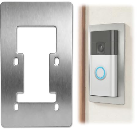 Placa de Montaje de Acero Inoxidable para Ring Video Doorbell 1-4, 2 Generación, 3 Plus, Battery Plus, Battery Pro, Placa de Pared para Cubrir Agujeros y Marcas en Instalación de Timbre en Puerta