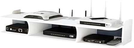 Flytande TV-hylla för kabelboxar, WiFi-router och set-top box Sto – modern väggmonterad ställning för DVD-spelare, spelkonsoler och fjärrkontroller – Slish TV-enhetsnizare