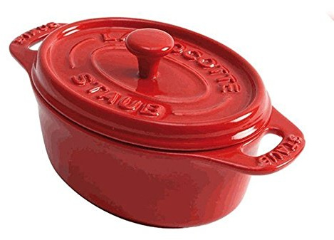 staub Ceramic Cocotte Oval 40511-086 Mini Cocotte Oval 4.3 inches (11 cm) Cherry, Heat Resistant, Storage Container, Microwave Safe