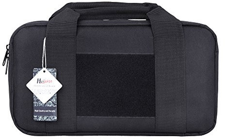 Huijukon Taktische Pistolentasche Pistolen Tasche Kurzwaffentasche Transporttasche für Pistolen und Revolver, Sowie Zubehör (Schwarz)