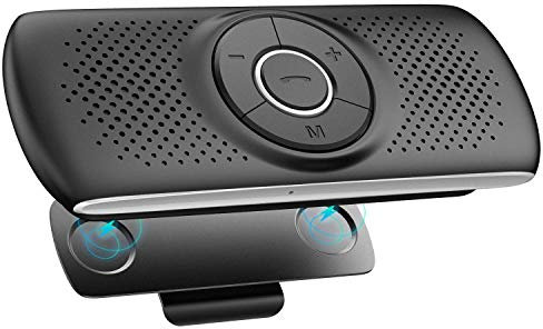 AGPTEK Hands Free Car Phone Kit Bluetooth 5.0 Car Speaker for GPS Music with TF Card Slot, Siri Google Assistant Support, Wireless in Car Visor Speakerphone Kits for Android & iOS Phone
