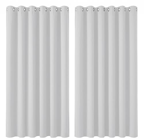 Deconovo Super Soft Thermal Insulated Eyelet Room Darkening Curtains Bedroom 90 x 108 Inch Silver Grey 2 Panels