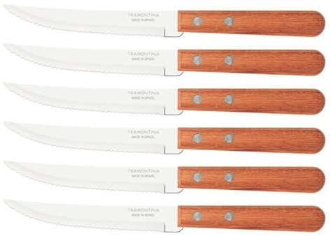 Tramontina - Couteaux à steak Dynamic 6pcs. Inox et bois.