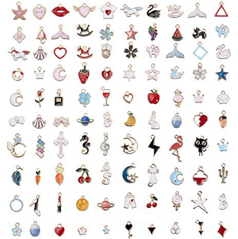 Comius Sharp 100 Stück Tibetischen Silber Mixed Charms Anhänger Handgemachte Schlüsselzubehör DIY Halskette Anhänger für Schmuck Machen und Basteln (Farbe)