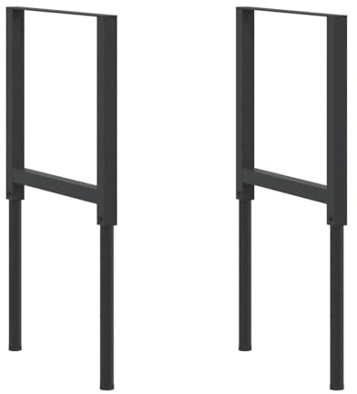 vidaXL Estructuras de Banco de Trabajo, Juego de 2, Extensible 55x(69–95,5) cm, Metal con Recubrimiento en Polvo, Negro, Altura Ajustable, Estilo Industrial, para Espacio de Trabajo en Casa o Mesa