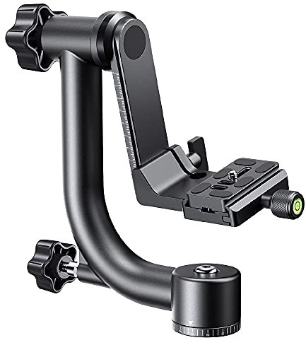 K&F CONCEPT Aluminium Gimbalkopf, Professional Heavy Duty Metall 360° Panorama Stativkopf mit 20 KG Tragkraft, Acra Swiss System,1/4'' Gewinde und Wasserwaage, ideal für Tier- und Sportfotografie